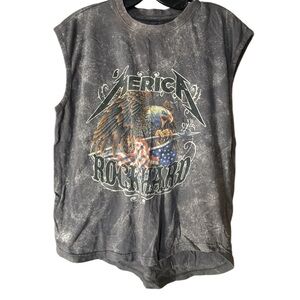 Track23 Rock Hard America Gray VTG Band Tee Eagle Graphic Muscle - Size S